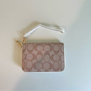 Tan wristlet wallet